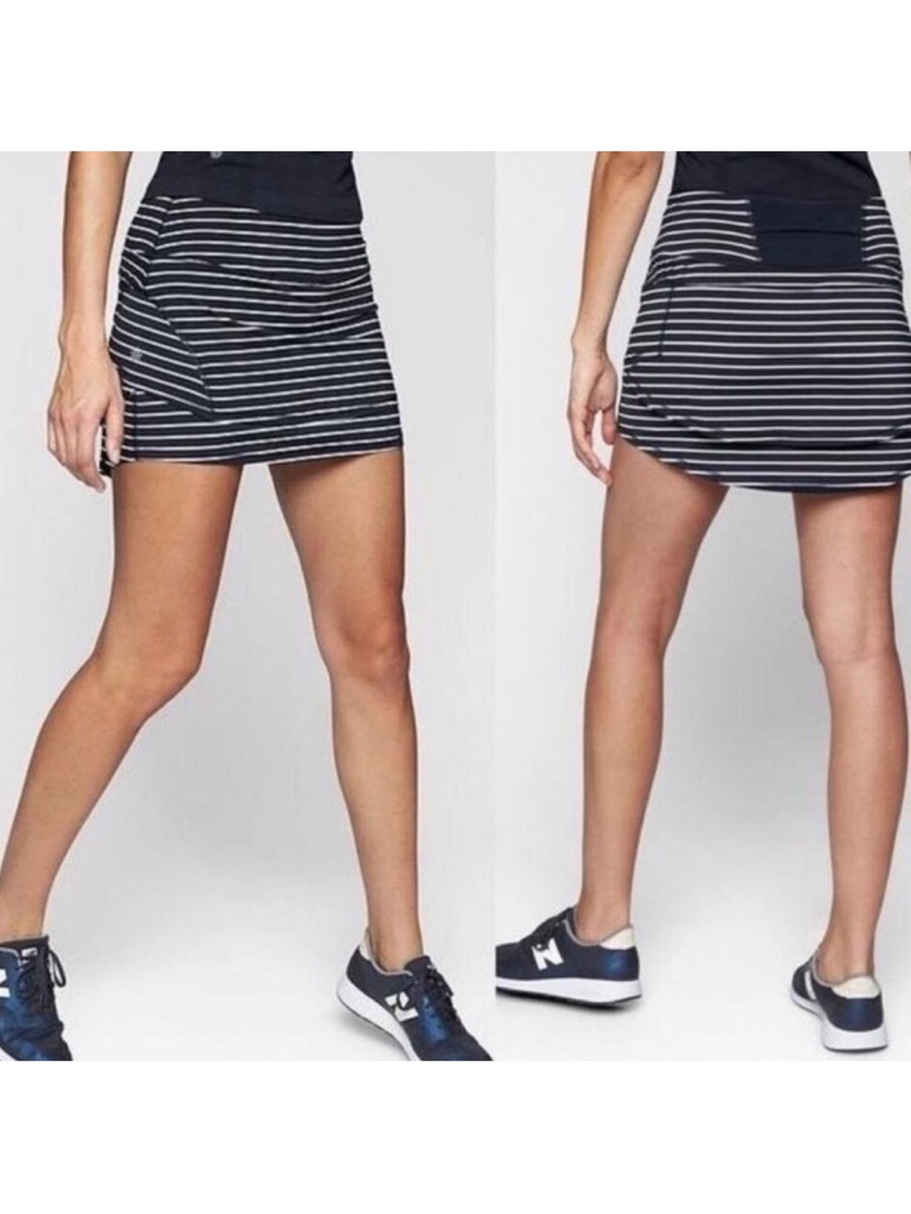 Athleta Striped Stealth Skort Tennis Skirt Shorts Blue White Size Small